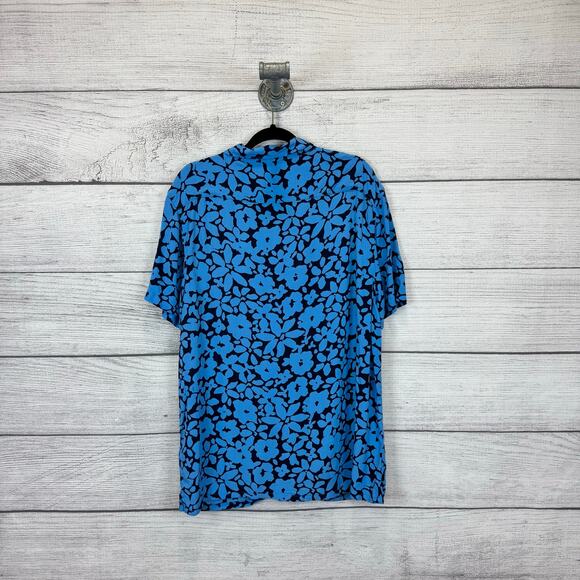 Laguna Men's Blue Floral Hawaiian Button Up Short Sleeve Shirt Size XL - Picture 6 of 7